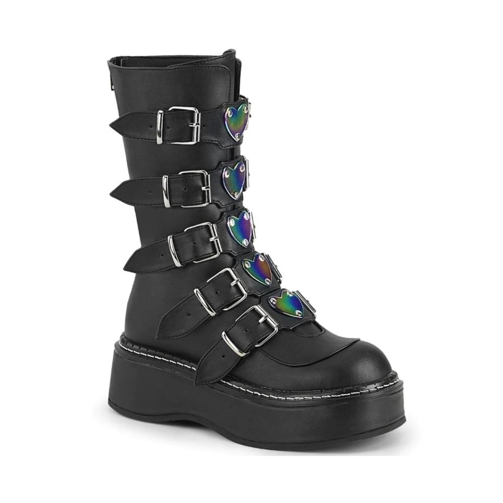 SOLD Demonia Emily 330 Boots Gothic Witchy Festival Heart Platform Holographic